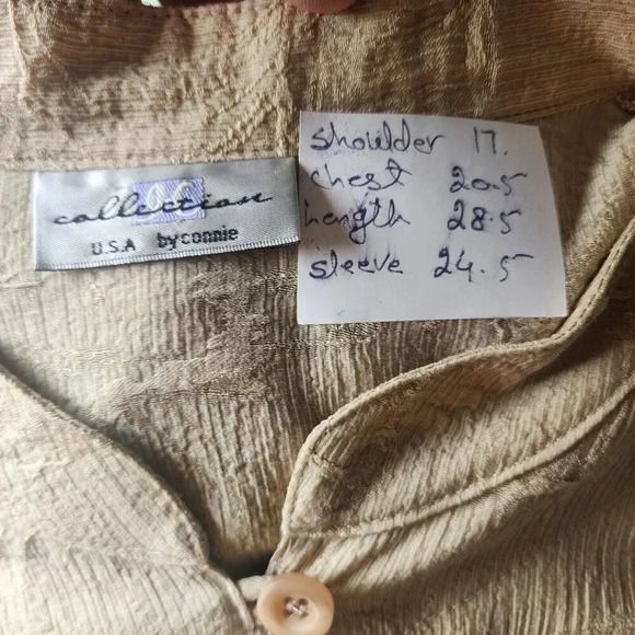 IC Collection Top Cream Long Sleeve Front Button Mock Neck For Women - Picture 5 of 9